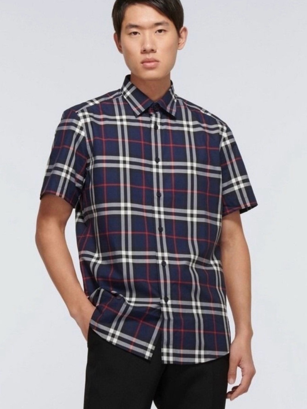 Men's Burberry - Caxton checked short-sleeved shirt Size Small Retail $450